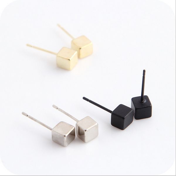 

selling simple copper cube jewelry earrings gold rose gold plated tiny bar stud earring women accessories gifts efe059 factory price, Golden;silver