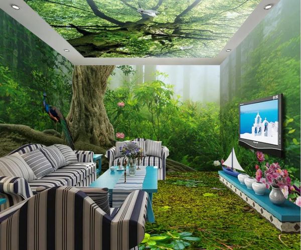 

original forest 3d full house theme space background wall modern living room wallpapers