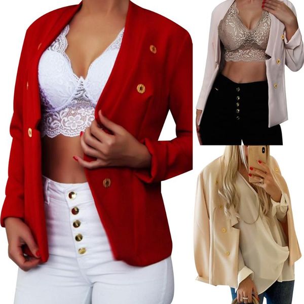 

women blazer 2020 leisure blazers lady office work suit pockets jackets coat slim women blazer femme jackets ropa de mujer d30, White;black