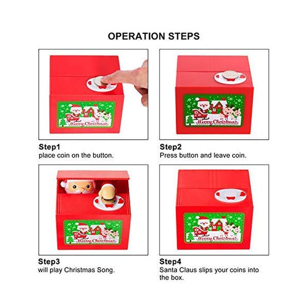 

christmas coin bank stealing money cute santa claus penny piggy bank automatic coin grabing eating money saving box