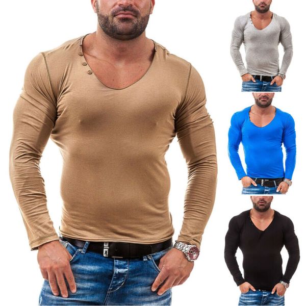 

Goocheer Fashion Men's Slim Fit Long Sleeve Casual T-Shirt O-Neck Cotton Shirt Tops Sexy Muscle Tee M-3XL
