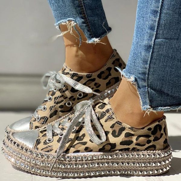 

casual lace-up low-shoes female leopard rope thick bottom canvas shoes, Black