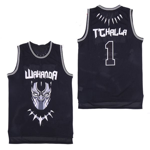 

oscar the black panther erik killmonger jersey wakanda t'challa moive costume basketball jerseys men black embroidered dropshipping, Black;red