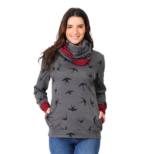 

nursing women scarf hoodie for breastfeeding long sleeve winter tshirt elegant pregnant maternity clothes sweatershirt, White