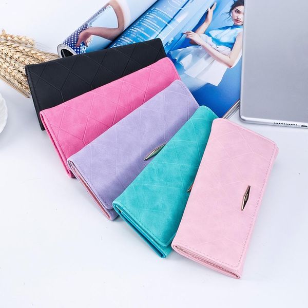 

muqgew women long wallet solid color hasp handbag coin purse long wallet card holders handbag for girls 2019 new fashion styles, Red;black
