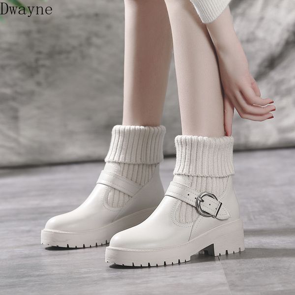 

2019 autumn and winter new snow wool booties women with thick with thick bottom fashion plus velvet warm boots large size, Black