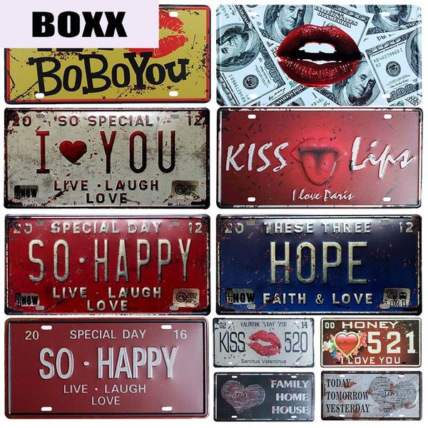

happy life license plate store bar wall decoration tin sign vintage metal sign home decor painting plaques art poster