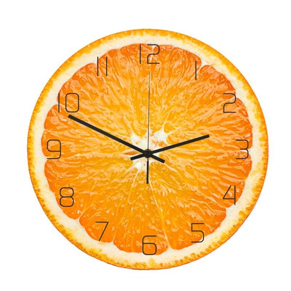 

home decor european round living room bedroom mute sweep fruit shape office accessories 5 colors analog wall clock acrylic