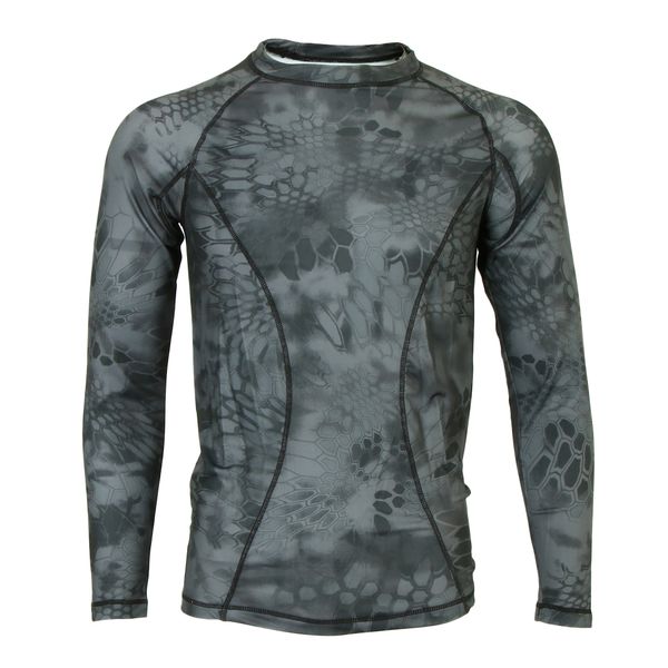 

high elasticity camouflage long sleeve t-shirt camo tight shirt hunting camo t-shirt for adult, Gray;blue