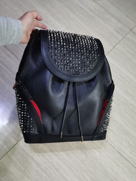 

women men genuine leather fashion lovers backpack bags famous luxury lovers chains bag fashion studded rivets new color