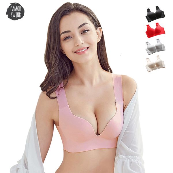 

проложенный lingerie push up бюстгальтеры для женщин бесшовные провода free sleep bra провода free bralette intimates женского нижнего белья, Red;black