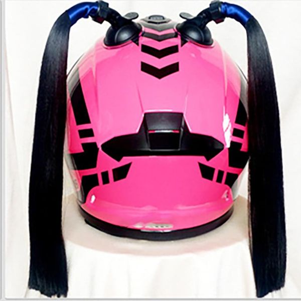 

helmet braid motorcycle motorbike woman helmet braids sucker dual pigtail ponytail braids for