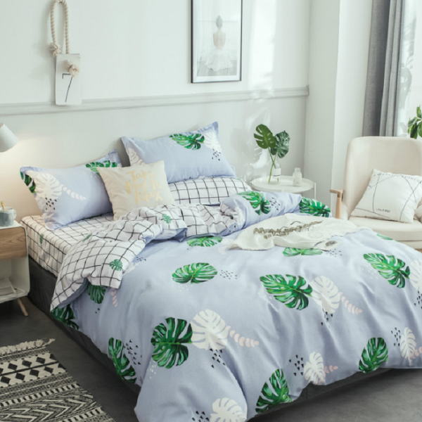 

ntnt 21 ultratex home textile printed multi color multi sizes comfortable brushed suede bedding sets duvet cover bed sheet, White