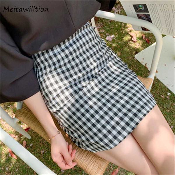 

women plaid skirt 2020 casual streetwear slim a-line skirt korean high waist short summer harajuku skirts, Black