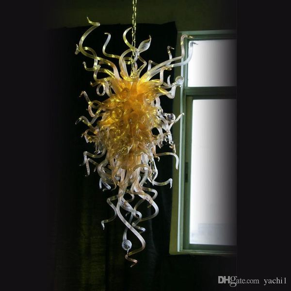 

yellow 100% hand blown glass decorative modern crystal pendant light led custom made murano glass chandelier for home l decoration