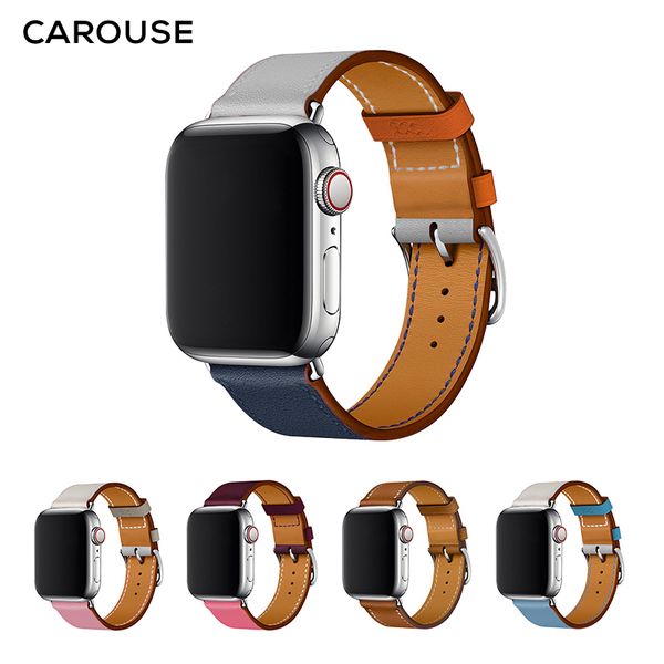 

carouse single tour band series 3/2/1 38mm 42mm genuine leather strap 4 sports watchband 40mm 44mm, Black;brown
