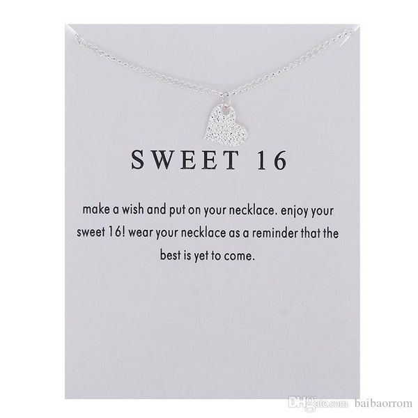 

no dogeared logo fashion jewelry sweet 16 heart love necklace pendant accessories necklace women jewelry(has card, Silver