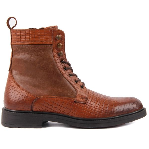 

sail lakers-tan men leather boots, Black