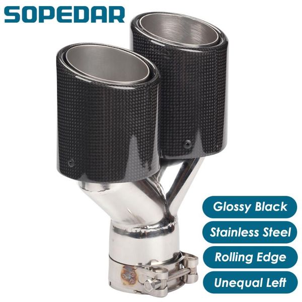 

sopedar dual unequal left with clamp escape coche rolling edge glossy stainless y model for akrapovic ap42kr