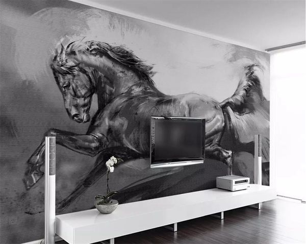 Wallpaper Home Decoration Running Horse Tv Background Home