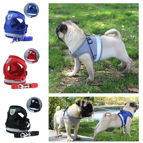 

собака harness vest собака harness нагрудный reflective collar поводок установить дышащие груди ремень breakaway холтер