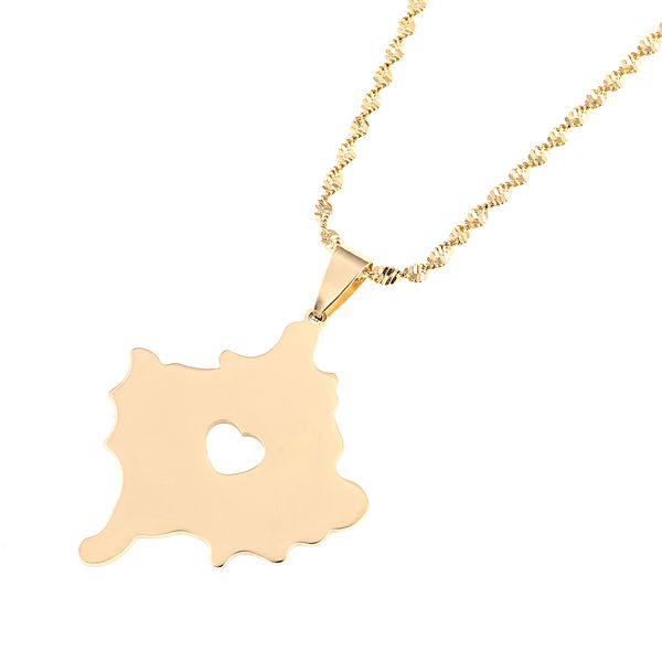 

heart kosovo map necklace gold color jewelry kosoves pendant jewellery, Silver