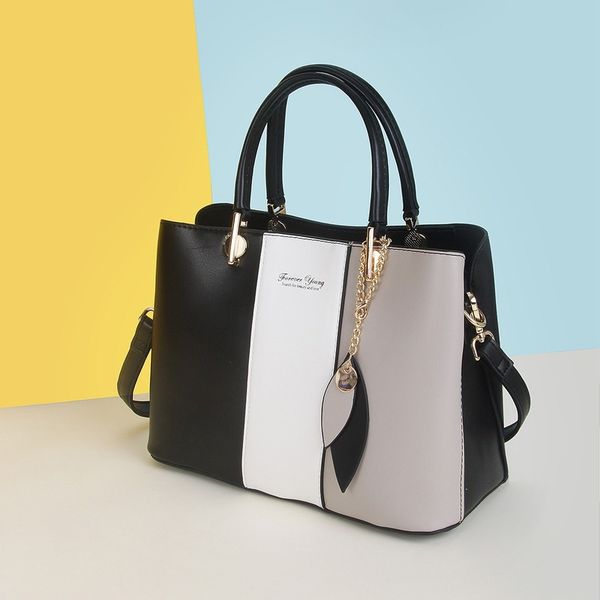 

women's bag 2020 new fashion hit color large capacity portable bucket bag fashion shoulder pu simple women's crossbody