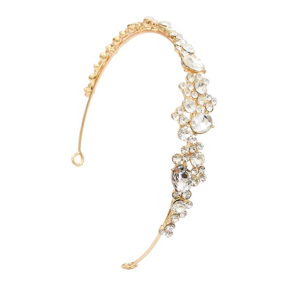 

wedding bridal tiaras gold girls rhinestone crystal leaves hairband headband crown headwear hoop hair band accessories jewelry, Golden;white