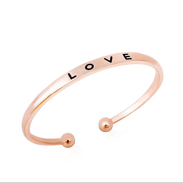 

fashion christmas gift handmade gold plated love words bangle for sale, Black