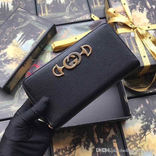 

2019 cla ic women leather wallet in black white mall handbag zipper long pur e for fa hion ladie daily u e