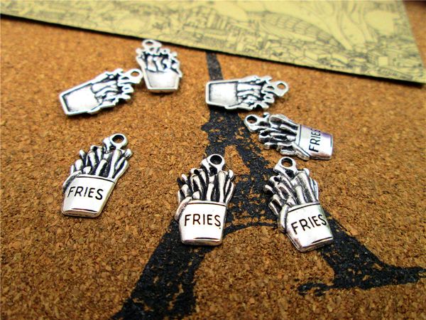 

90pcs--19x10mm, antique silver plated fries charm diy charms pendants, Bronze;silver
