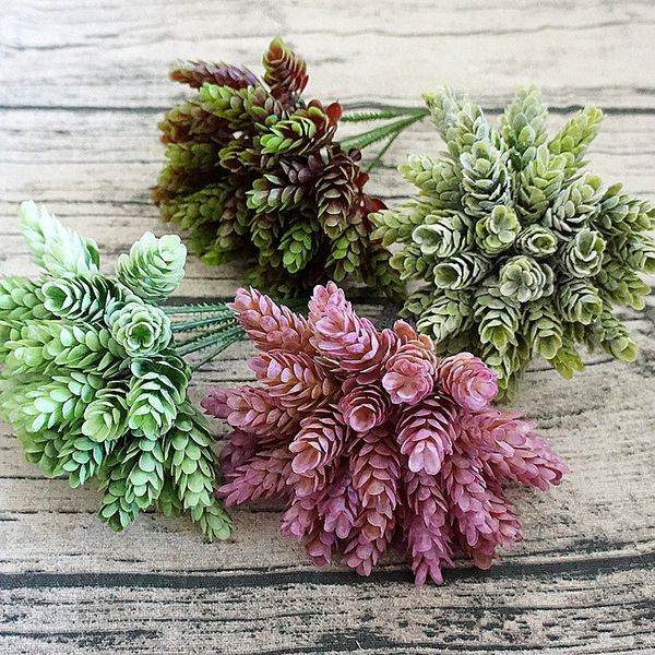

30 heads artificial small pineapple plastic tree leaves flores fake flowers diy wedding home decoration plant green leaf
