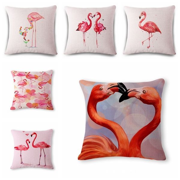 

clown flamingo i pattern cotton flax pillow back cushion cushion can customized