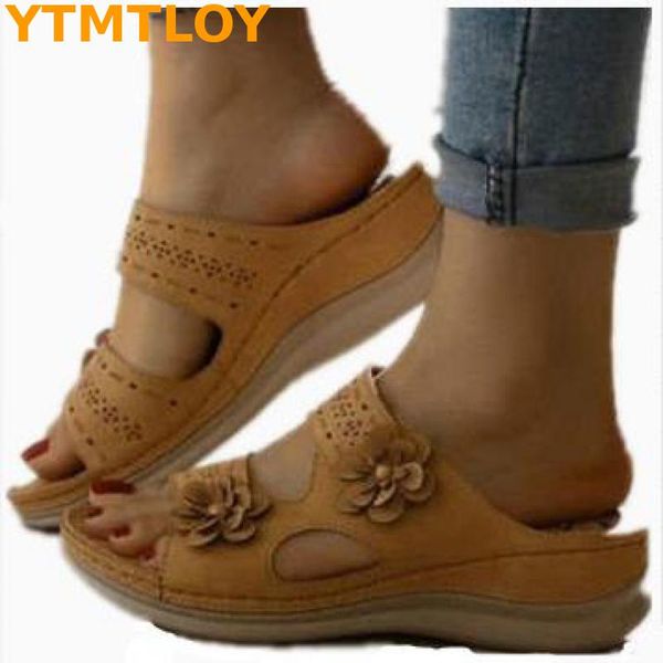 

summer 2020 fashionable women flower sandals casual platform wedge sandals, Black