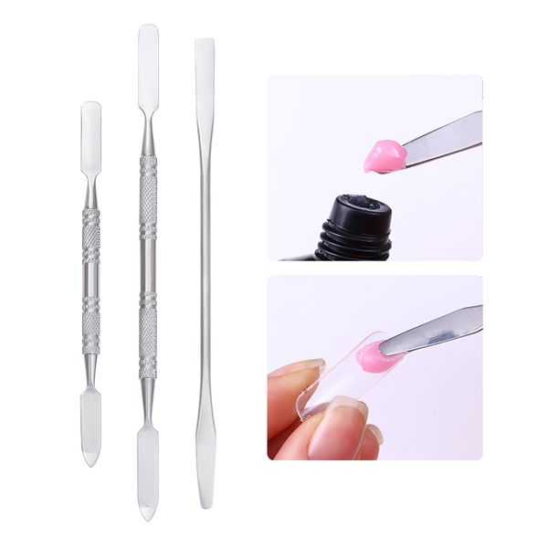

1 pc mini dual-ended nail extension maker nail spatula stick polish cream mix palette spatula spoon stick diy art to