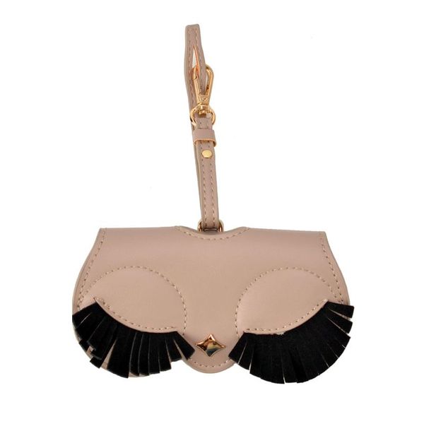 

women sunglasses case cool styles soft pu with hanging strap eyewear accessories u50c, Black