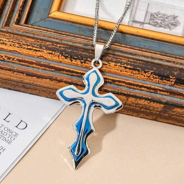 

2020 new fashion cross pendant necklace for men multiple styles metal cross silver color chain long necklace jewelry