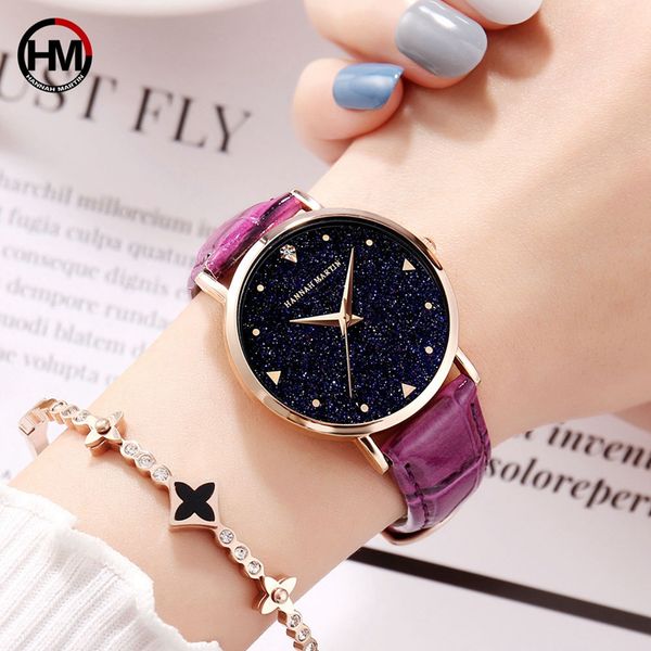 

hm starry sky women watches 2020 sale leather ladies bracelet watch quartz wristwatches casual female clock, Slivery;brown