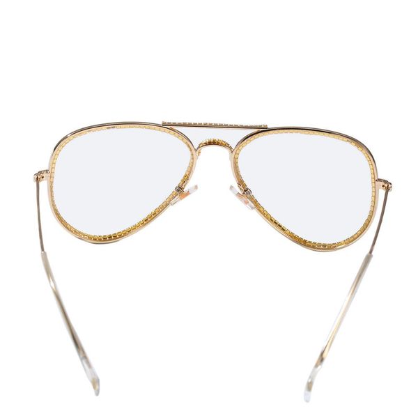 

wholesale-new fashion gold silver plated bling diamond glasses frames for men and womecz zircon hip hop plain glass rapper jewelry glasses, Black