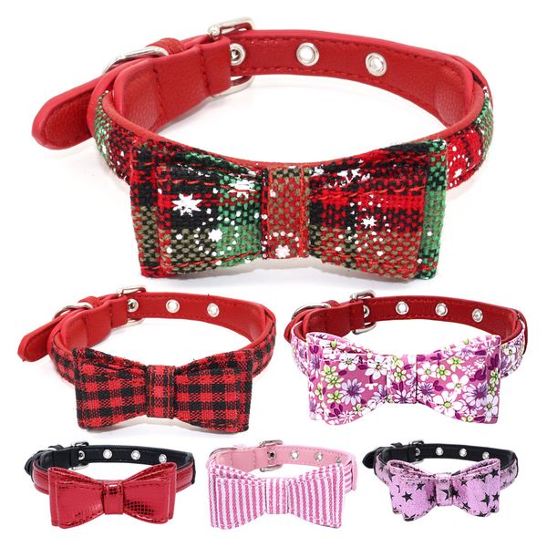 Acheter Collier Pour Chien Chat Arc Imprimer Cravate Collier Chiot Lavable écharpe Collier Arc Pour Petit Chat Moyen Collier Pour Chien Accessoires