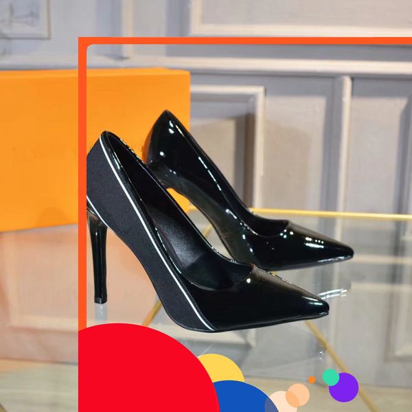 

wholesale designer women shoes red bottom high heels 10cm black red leather pointed toes pumps dress shoe