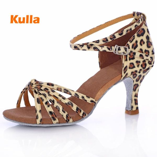 

new woman latin dance shoes pu leopard soft sole women ladies ballroom tango salsa party dancing shoes high heeled 5cm/7cm