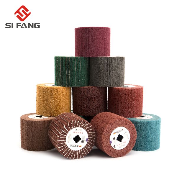 

non-woven nylon abrasive flap wheel brush wire drawing polishing burnishing drum wheel for stainless steel