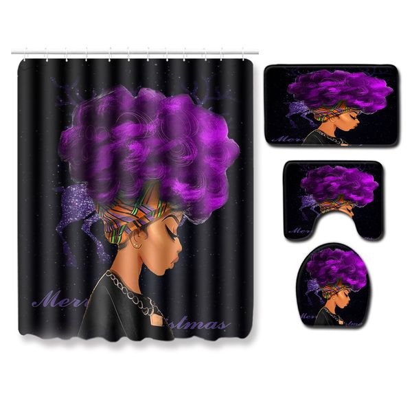 

82african women's new creative shower curtain from europe and the united states cross border goods wholesale to map customized toilet c