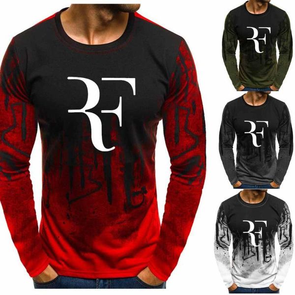 

men cloth for rf roger federer gradient o neck pullover men fashion cotton tennis sweatshirt casual hip hop harajuku hoodies