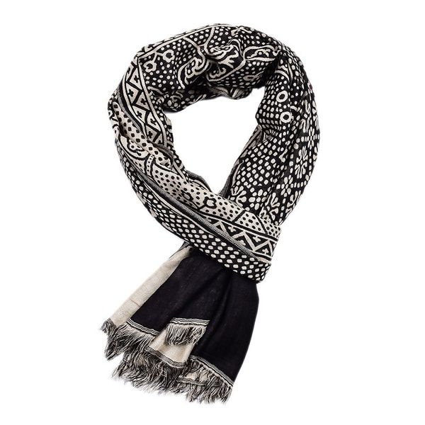 

autumn and winter cotton linen casual scarf for men 2019 paisley pattern short fringe mens long neck scarves woven 195x65cm, Blue;gray