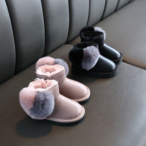 

зима девушки вскользь snow boots принцесса мягкие пинетки детская обувь малышей сапоги для девочек зима, Black;grey