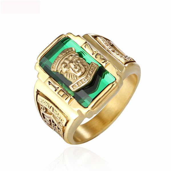 

hight quality tiger jewelry gold color rings titanium steel ring rectangle gemstone titanium steel ring jewel ring for men ing, Silver