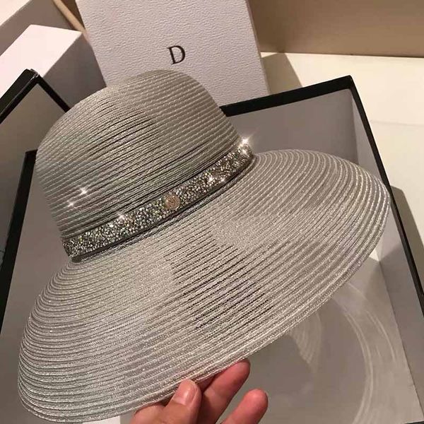 

womens beach sun straw hat uv upf50 travel foldable brim summer uv hat, Blue;gray