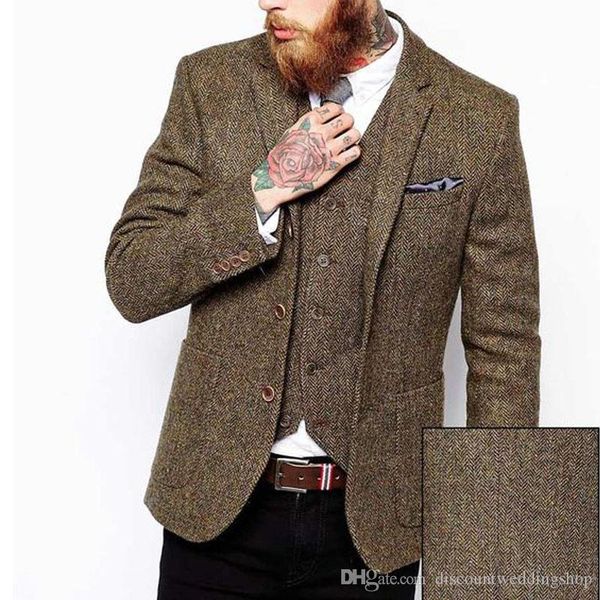 

thick steel tweed man work business suit groom wedding tuxedos mens prom dinner party blazer suits (jacket+pants+vest+tie) j773, Black;gray